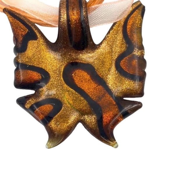 Murano Jewelry - “As Is” Venetian 🦋 Murano Glass Gold & Rose Gold Butterfly Pendant Necklace